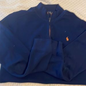Polo Ralph Lauren boys 1/4 zip pullover, waffle knit in navy blue